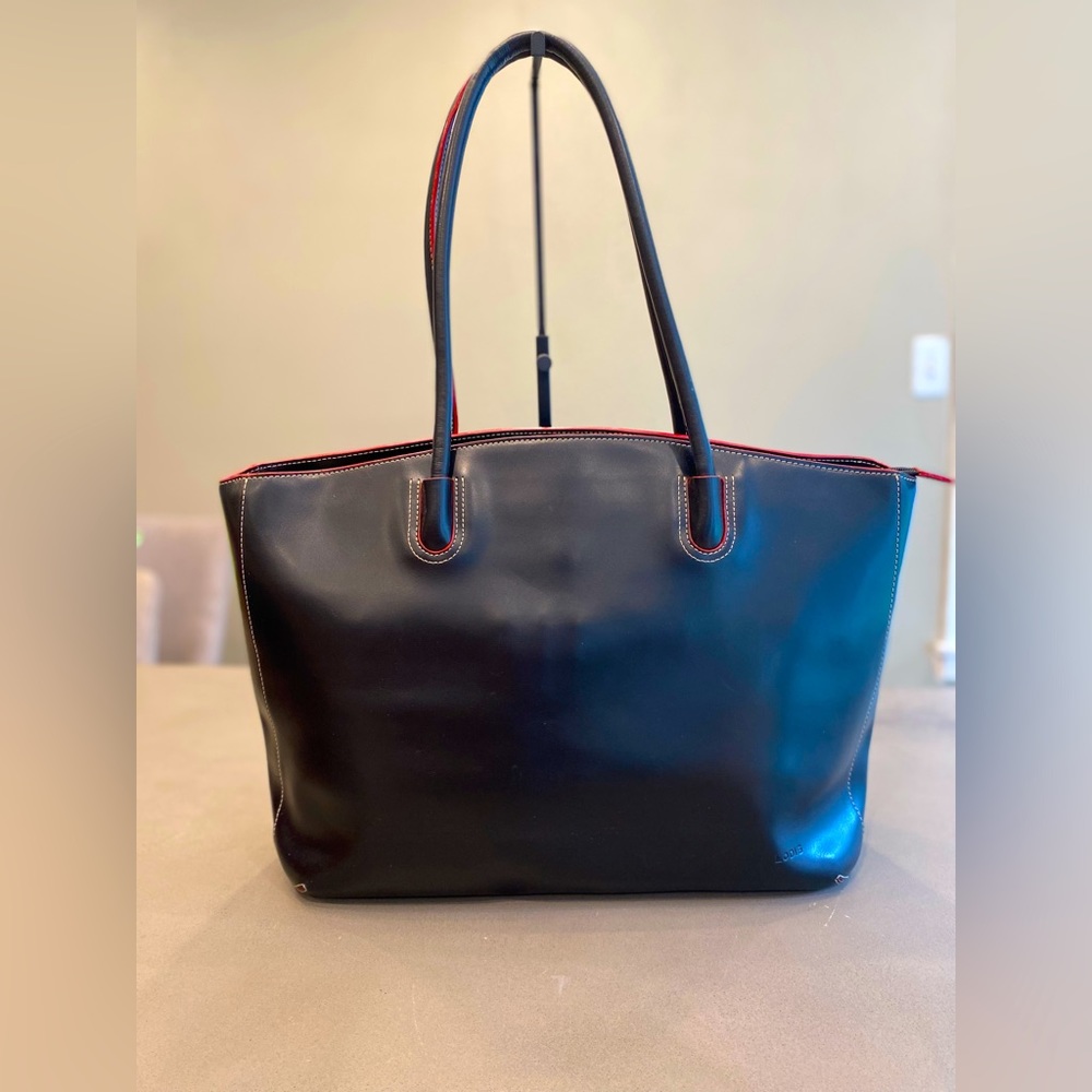 Lodis Black Leather with Red Trim large Briefcase Laptop Carrier